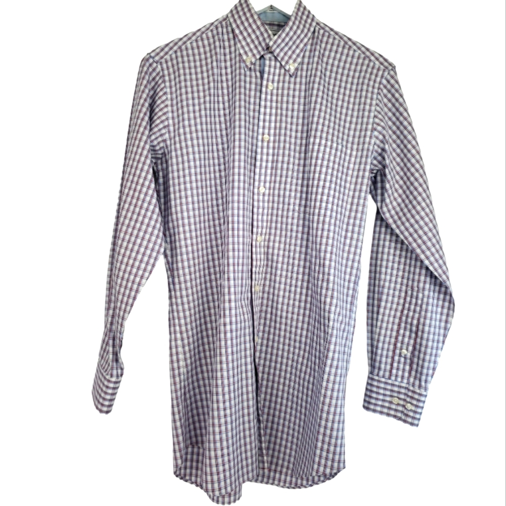 Paul Frederick Button Front Shirt Size 14.5 Neck x 34 Sleeve Slim Fit
